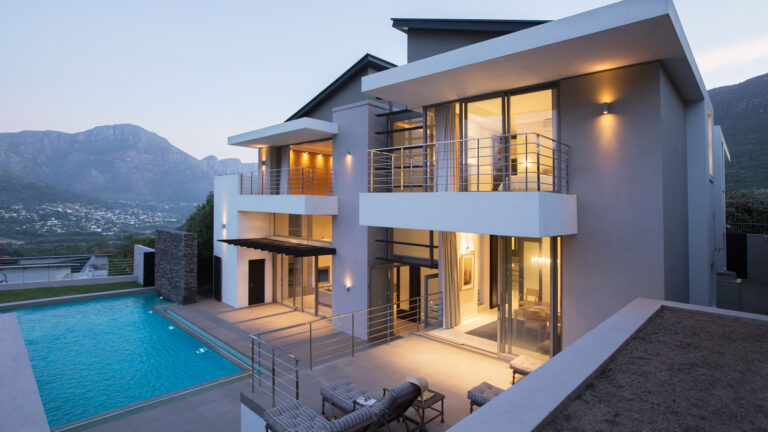 Modern private residence financed through land-backed lending