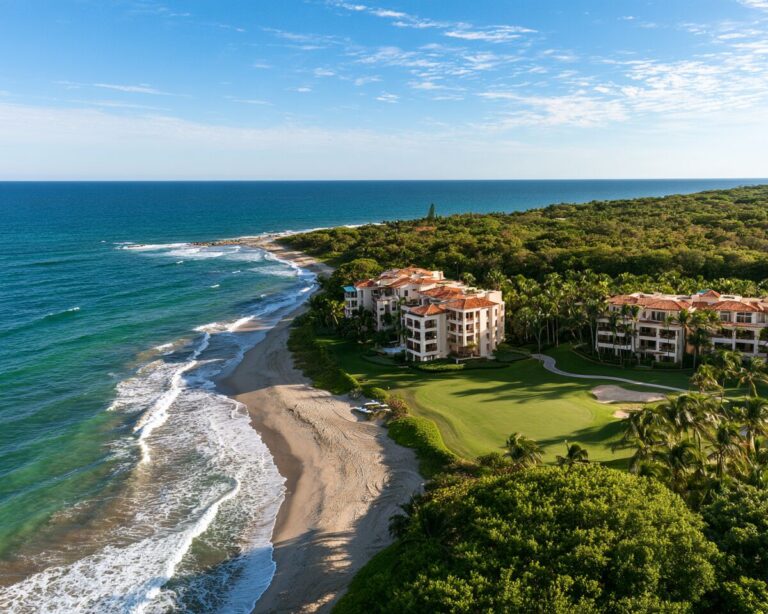 Aerial view of oceanfront property under development